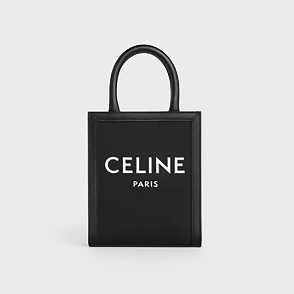 Celine Mini Vertical Cabas Celine in Textile with Celine Print and Calfskin for Women
