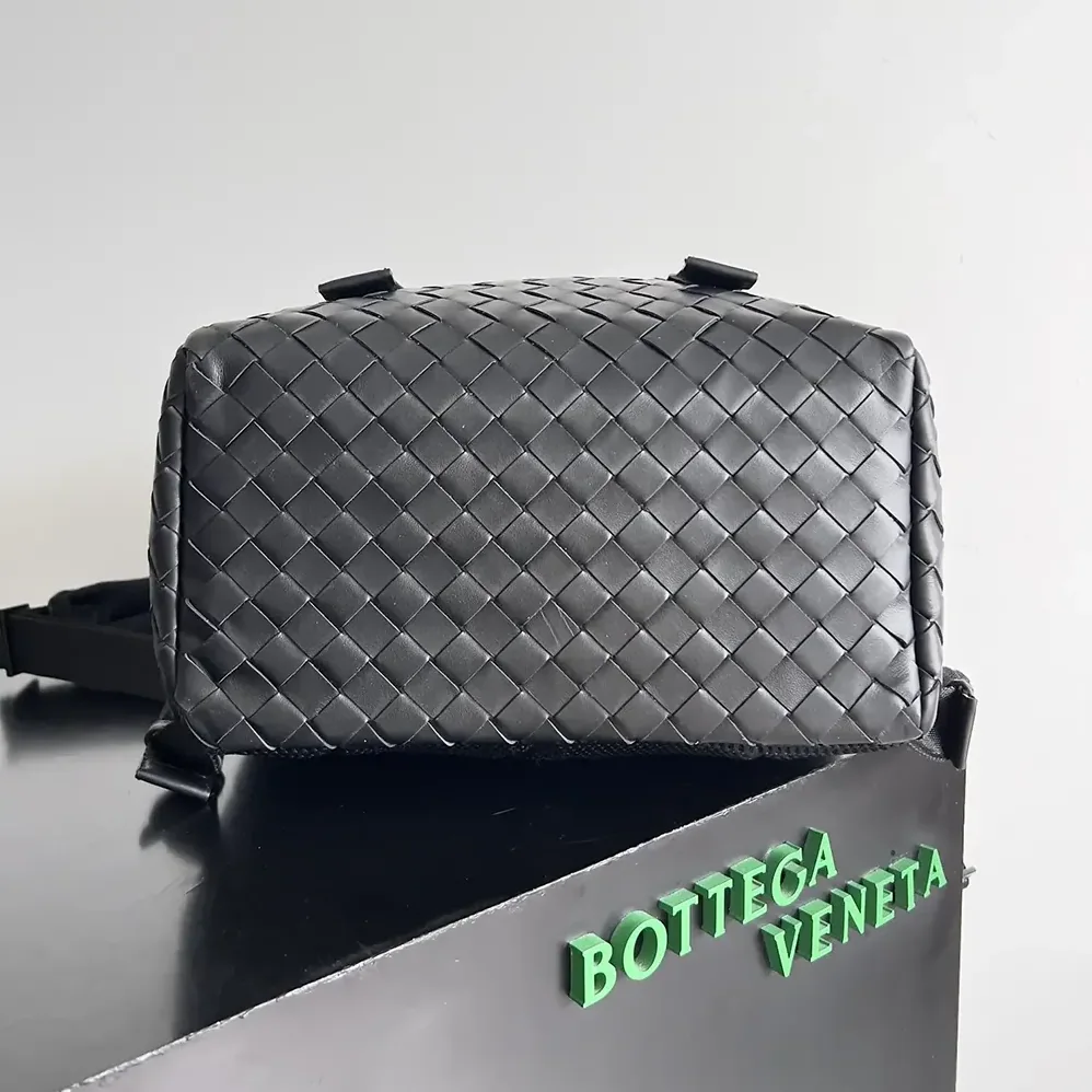 Bottega Veneta Intrecciato Flap Backpack for Unisex in Black