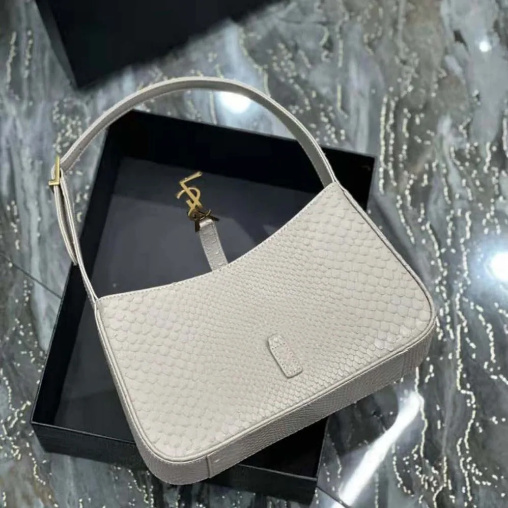 Saint Laurent YSL Le 5 A 7 Hobo Bag in Python for Women in White