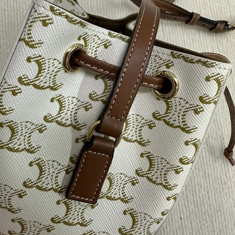 Celine Micro Sailor in Triomphe Canvas and Calfskin for Women in White Celine Micro Sailor in Triomphe Canvas and Calfskin for Women in White