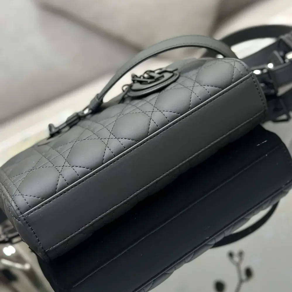 Dior Small Lady D-Joy Bag Ultramatte Black Cannage Calfskin for Women
