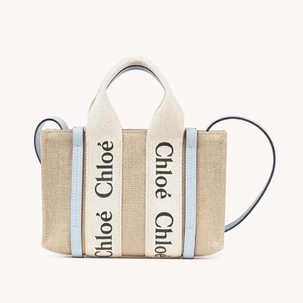 Chloe Mini Woody Tote Bag for Women in Blue
