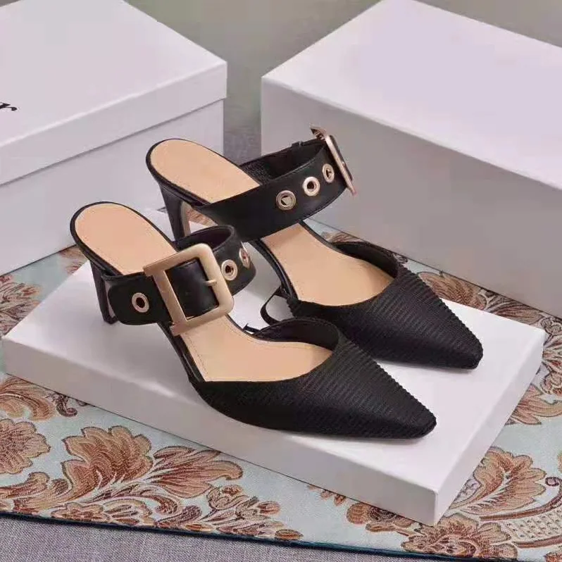 Dior D-Dior Mule Technical Canvas Calfskin 6.5 cm Heel for Women in Black