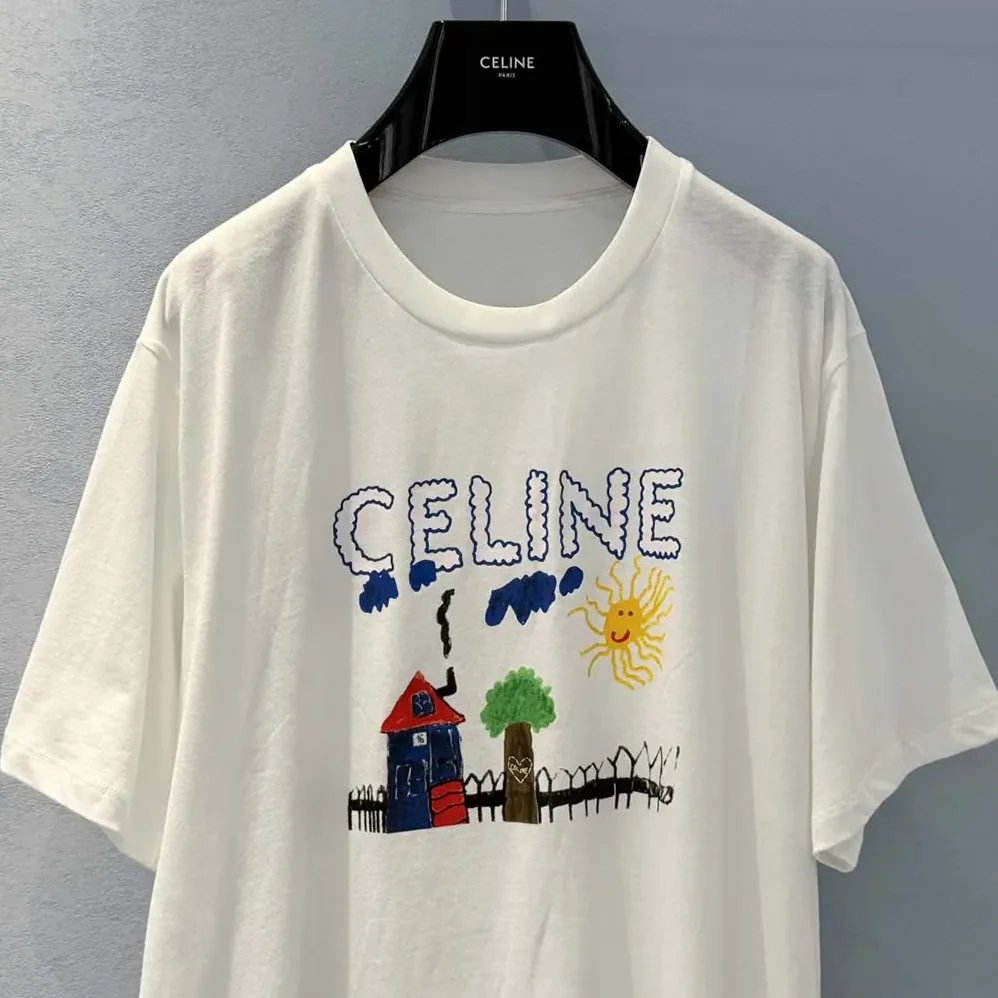 Celine Loose T-Shirt In Cotton Jersey for Men in White Celine Loose T-Shirt In Cotton Jersey for Men in White