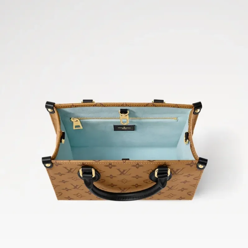 Louis Vuitton OnTheGo PM Tote Bag / Monogram Reverse Brown Gold Hardware Louis Vuitton OnTheGo PM Tote Bag / Monogram Reverse Brown Gold Hardware