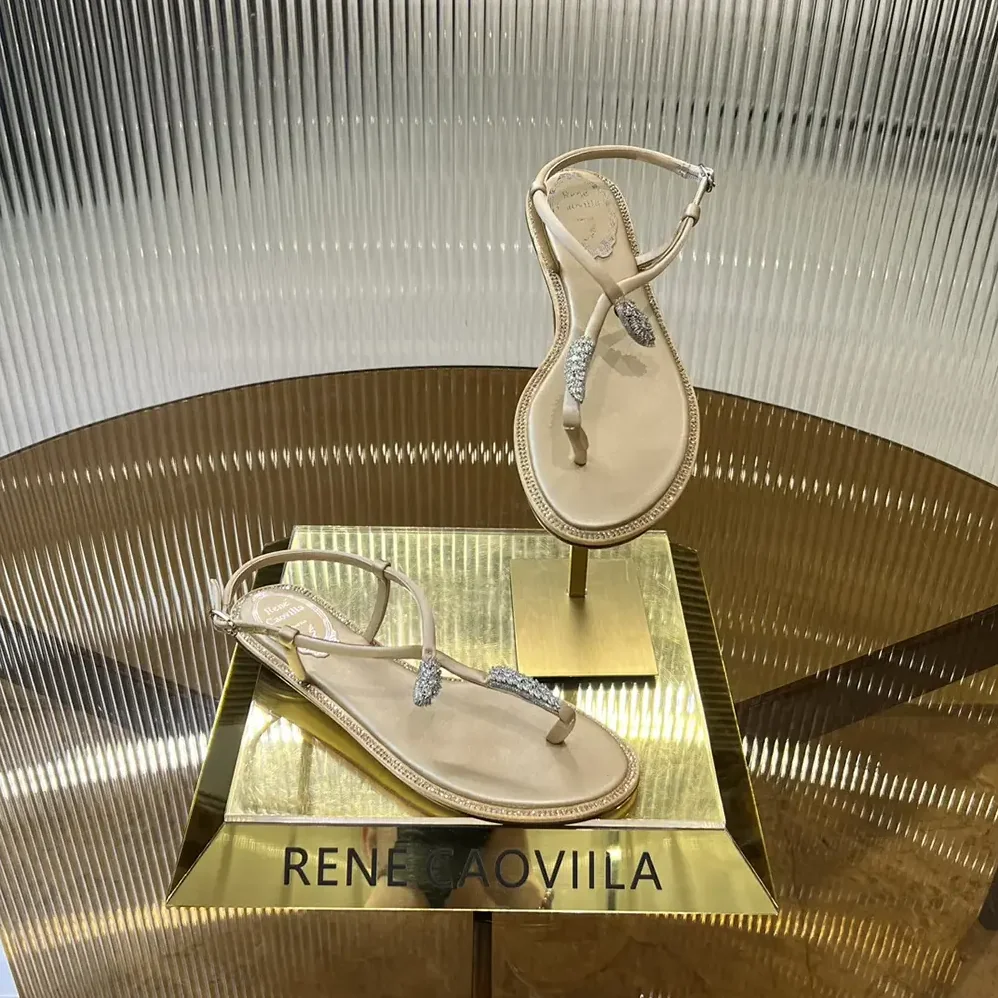 Rene Caovilla Serpente Nude Thong Sandal 10 for Women