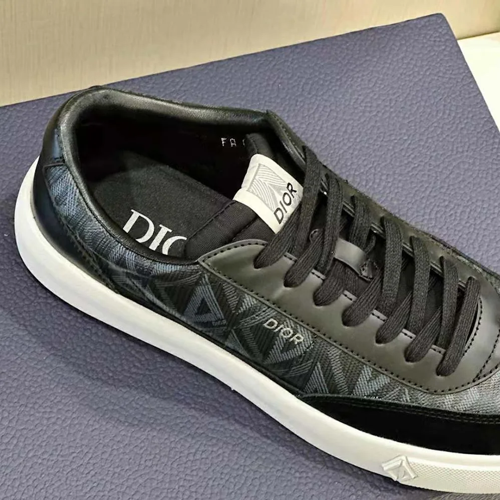 Dior B101 Sneaker Black CD Diamond Canvas with Smooth Calfskin and Nubuck for Men