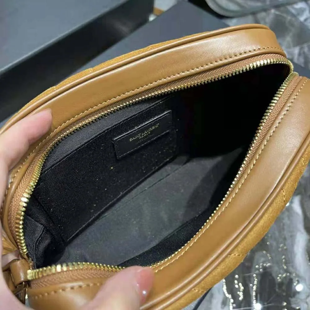 Saint Laurent YSL Lou Camera Bag in Quilted Suede and Smooth Leather for Women