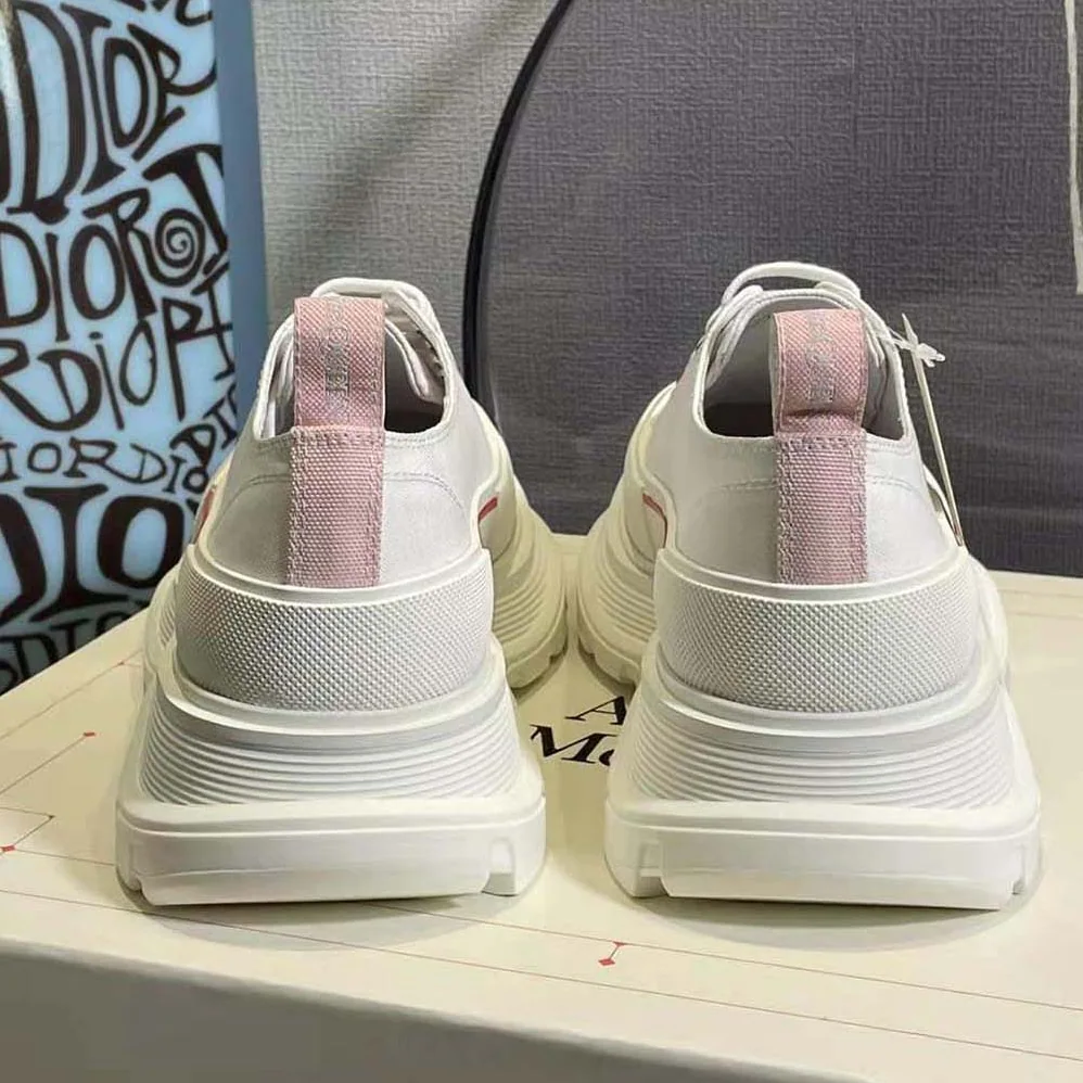 Alexander Mcqueen White Canvas Tread Slick Lace Up for Women Alexander Mcqueen White Canvas Tread Slick Lace Up for Women
