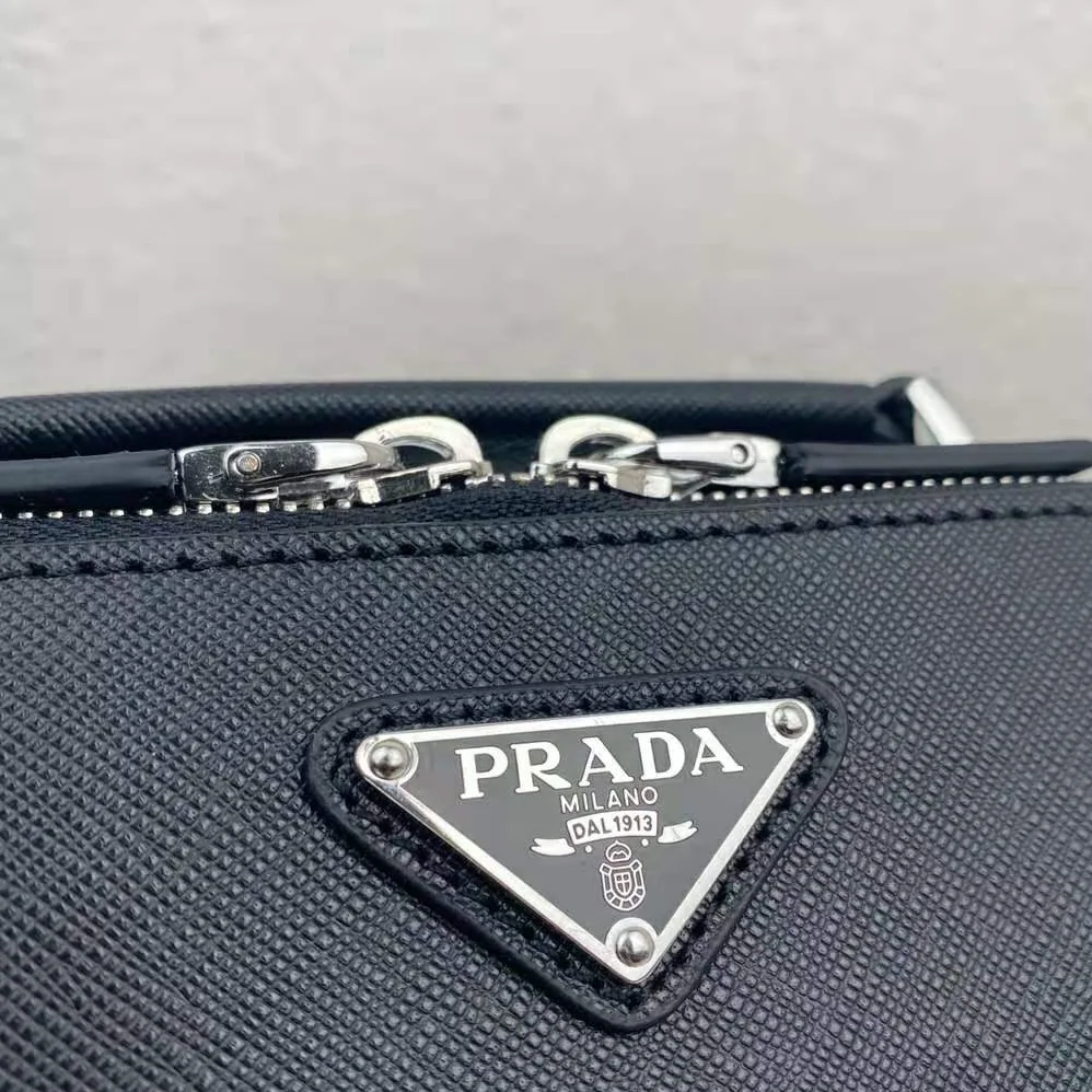Prada Prada Brique Saffiano Leather Cross-Body Bag for Men in Black