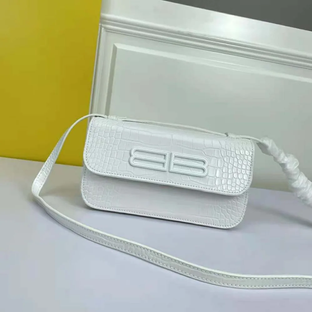 Balenciaga Gossip Small Bag in Extra Supple Crocodile Embossed Calfskin in White for Women Balenciaga Gossip Small Bag in Extra Supple Crocodile Embossed Calfskin in White for Women