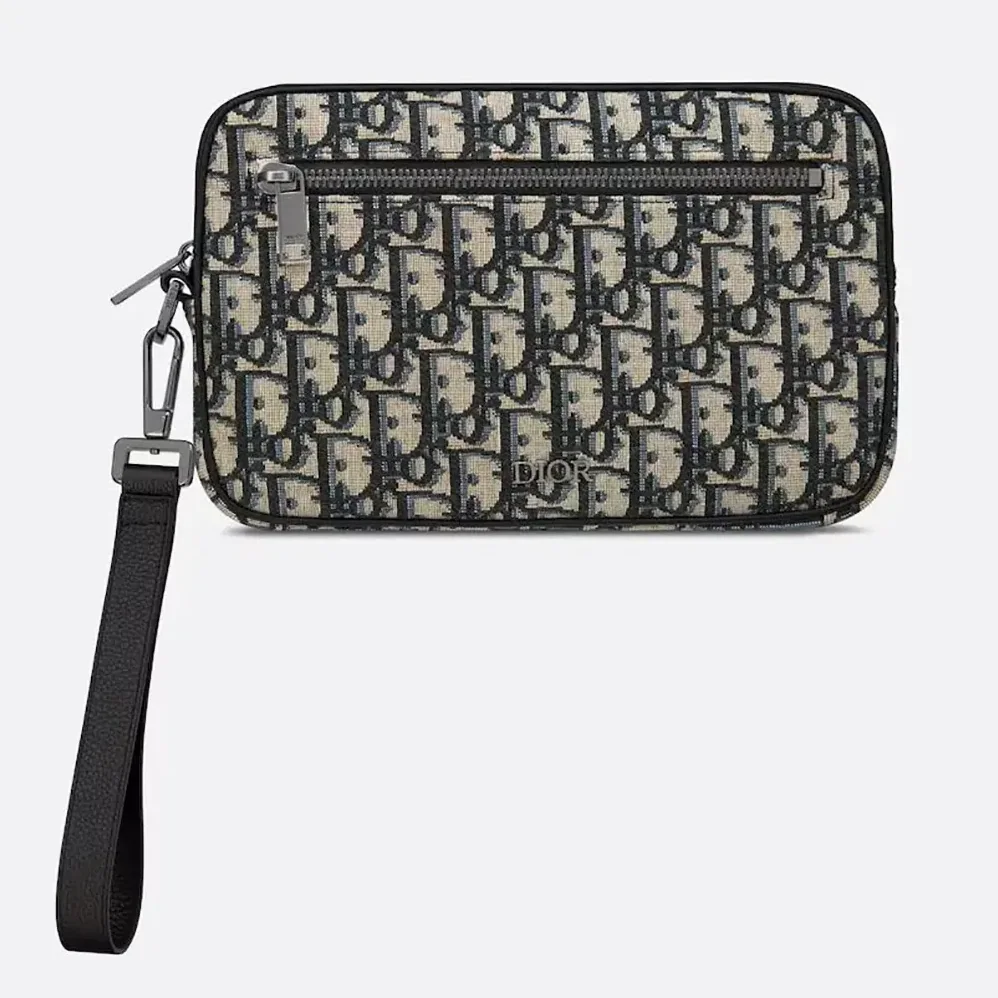 Dior Toiletry Bag Beige and Black Dior Oblique Jacquard for Men Dior Toiletry Bag Beige and Black Dior Oblique Jacquard for Men