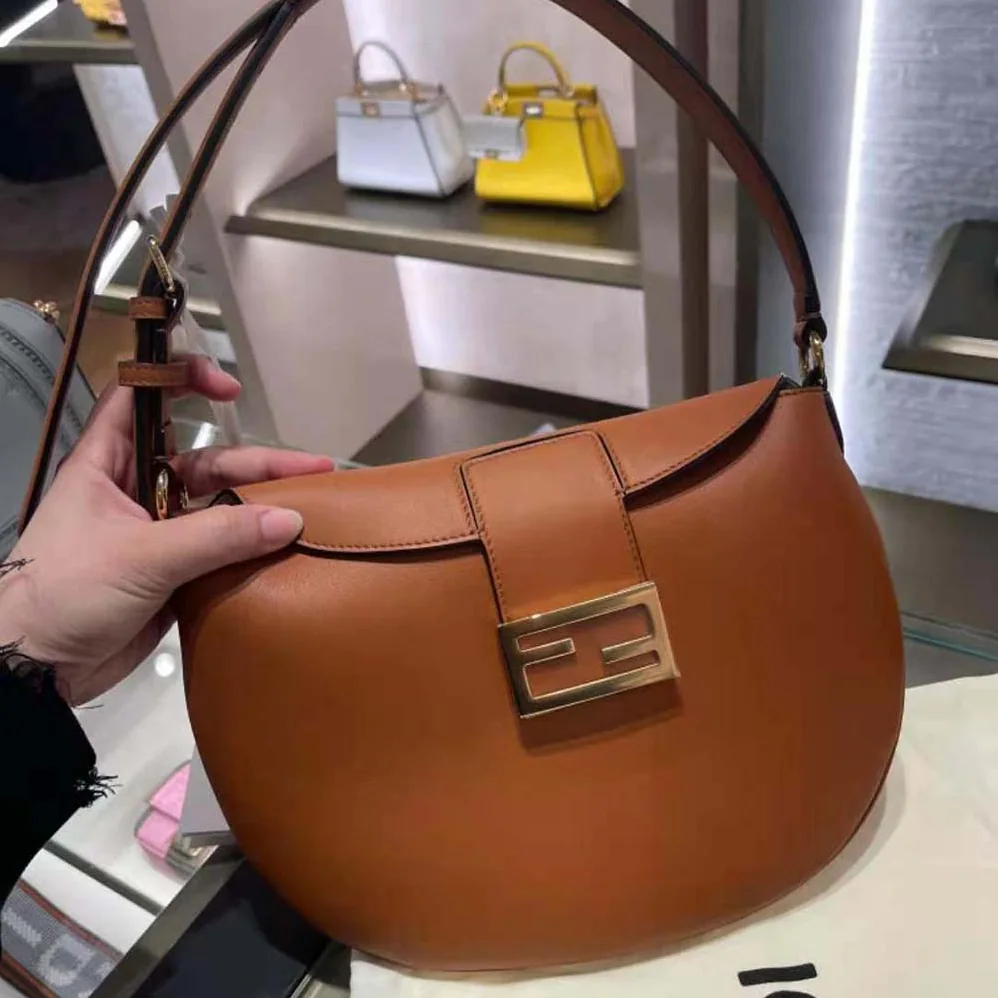 Fendi Small Croissant Brown Leather Bag for Women