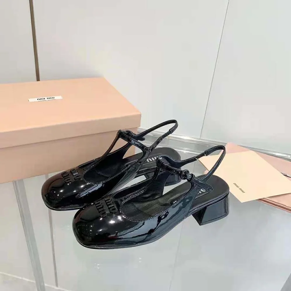 Miu Miu Patent Leather Slingback Pumps for Women in Black