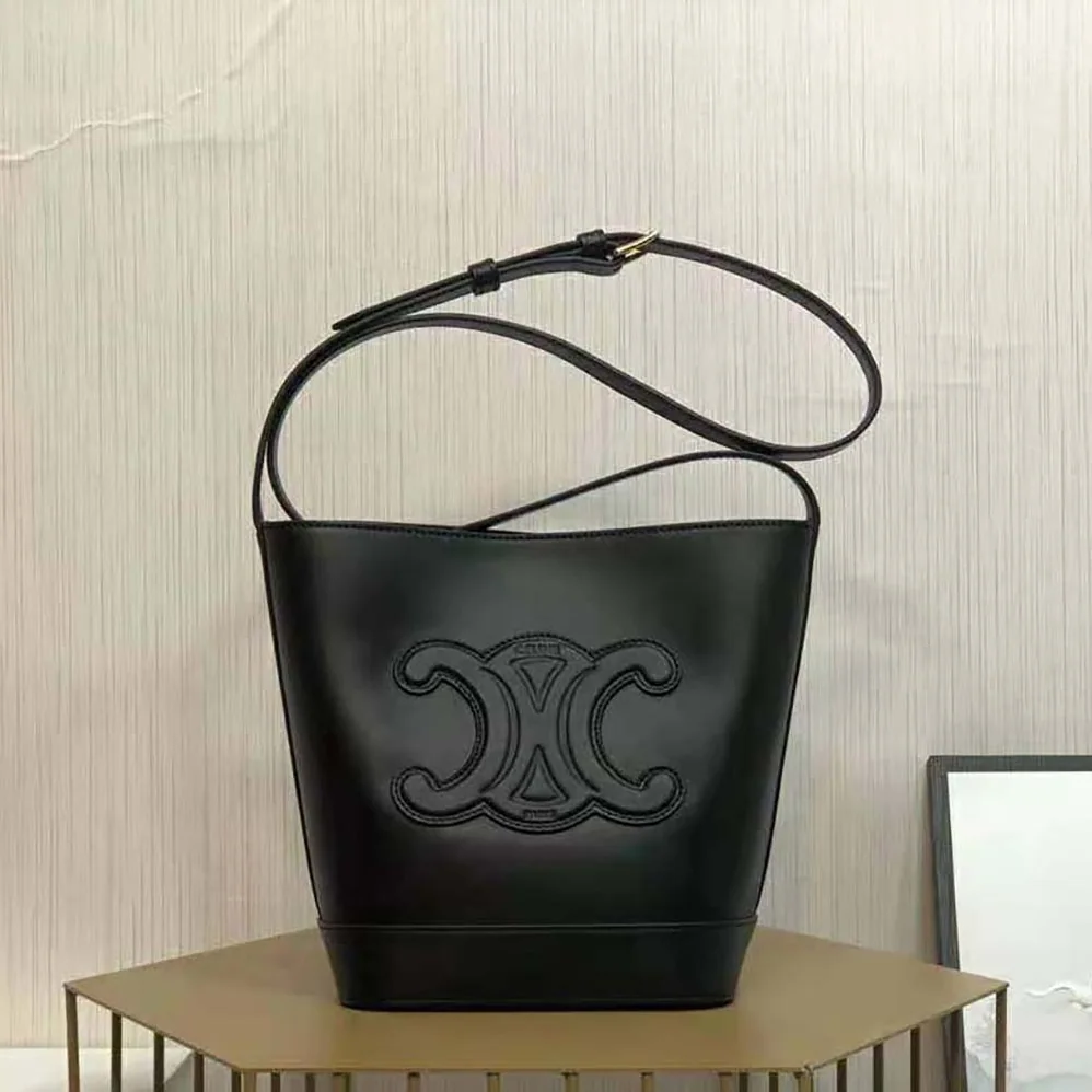 Celine Small Bucket Cuir Triomphe in Smooth Calfskin for Women in Black Celine Small Bucket Cuir Triomphe in Smooth Calfskin for Women in Black