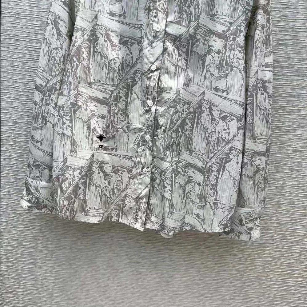 Dior Blouse White D for Women in Cariatides Cotton Poplin Dior Blouse White D for Women in Cariatides Cotton Poplin