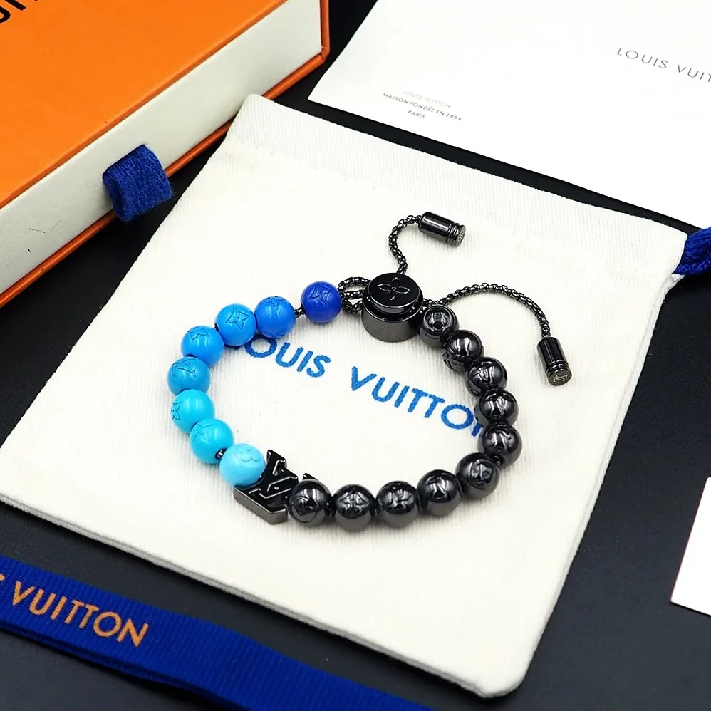 Louis Vuitton Beads Bracelet Blue in Black Louis Vuitton Beads Bracelet Blue in Black