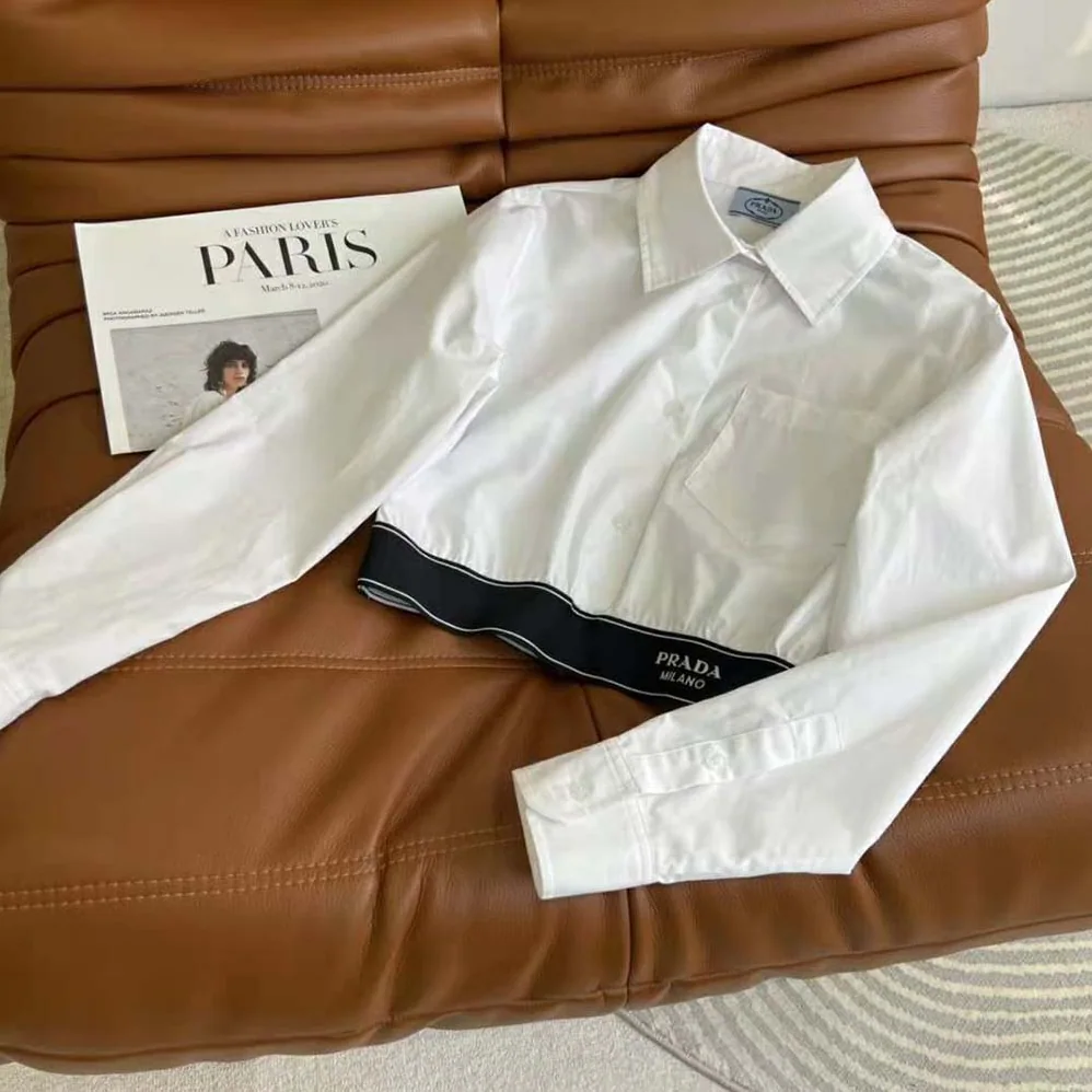 Prada Stretch Poplin Shirt with a Hybrid Design Reinvents for Women Prada Stretch Poplin Shirt with a Hybrid Design Reinvents for Women