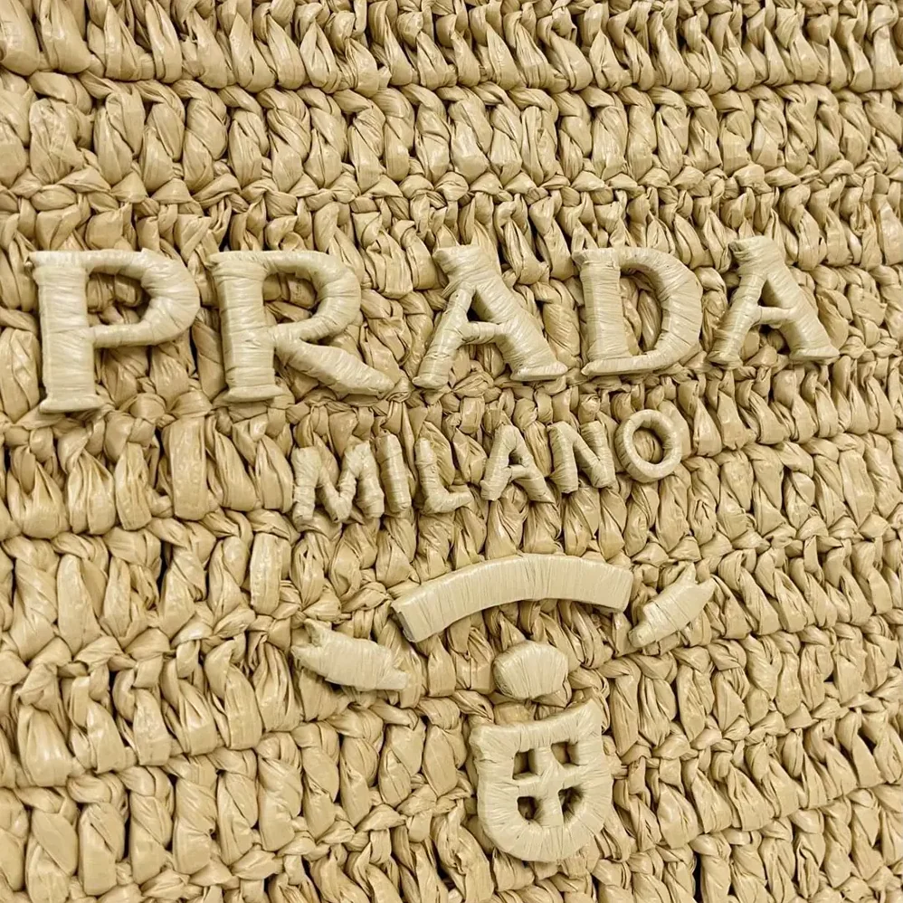 Prada Medium Crochet and Leather Tote Bag for Women in Brown Prada Medium Crochet and Leather Tote Bag for Women in Brown
