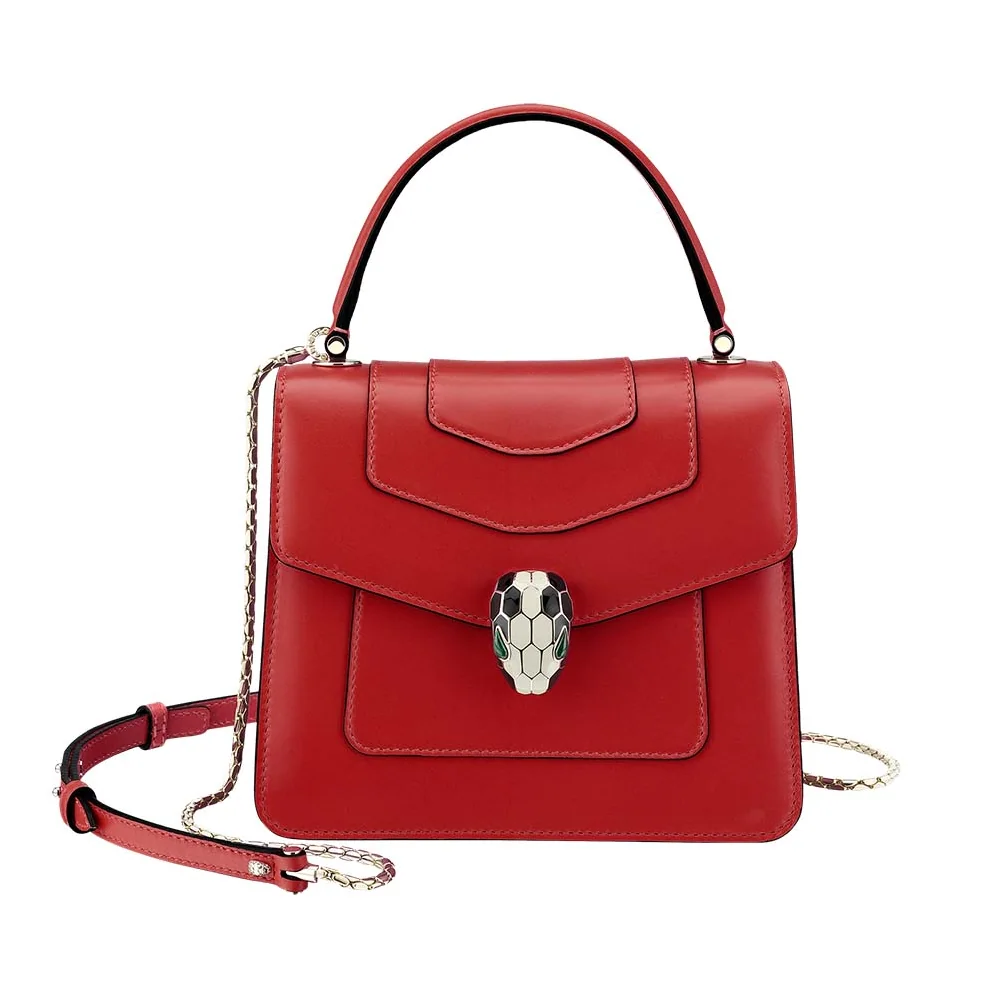 Bvlgari Serpenti Forever Flap Cover Bag for Women in Red