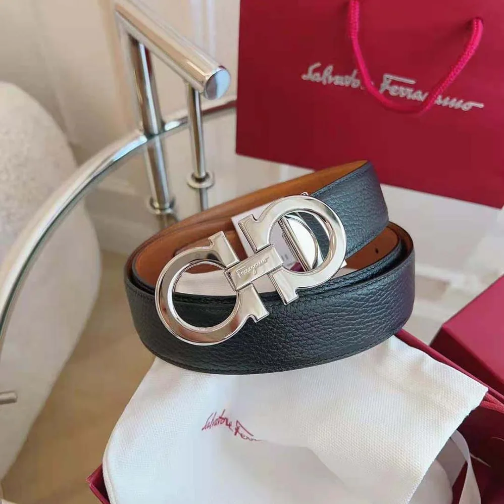 Salvatore Ferragamo Reversible and Adjustable Gancini Belt for Men in Brown