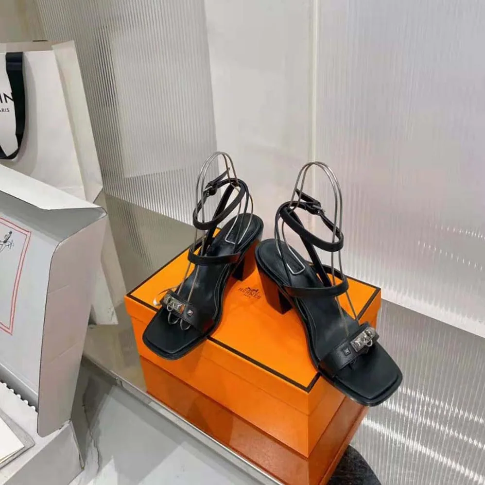 Hermes Ivresse 65 Sandal in Calfskin-Black H241152Z for Women Hermes Ivresse 65 Sandal in Calfskin-Black H241152Z for Women