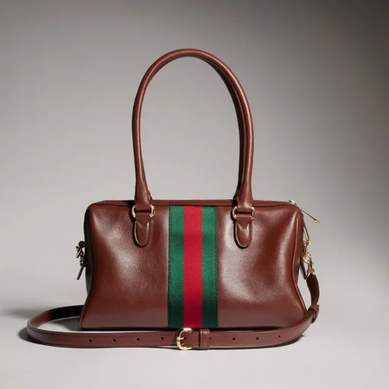 Gucci Borsetto Medium Boston Shoulder Bag in Chestnut Gold Hardware Gucci Borsetto Medium Boston Shoulder Bag in Chestnut Gold Hardware