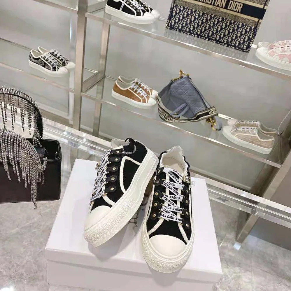 Dior Walk N Dior Sneaker Black Canvas and White Suede Calfskin for Women Dior Walk N Dior Sneaker Black Canvas and White Suede Calfskin for Women