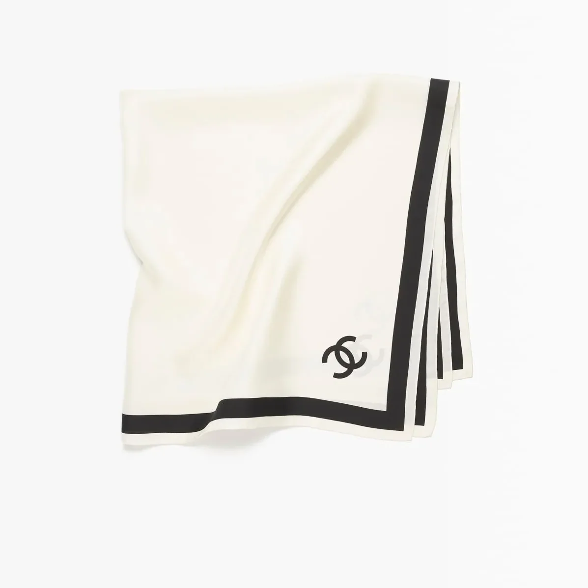 Chanel Square Scarf Ecru in Black