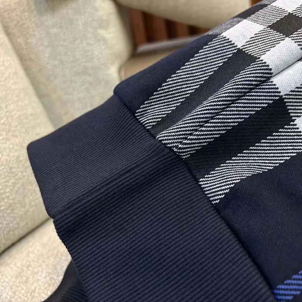 Burberry Check Cotton Jacquard Hoodie for Men in Blue