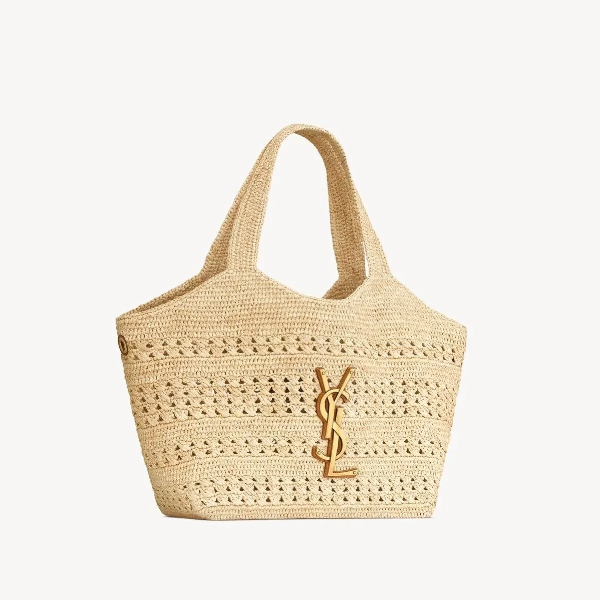 Saint Laurent Icare Medium Tote Bag in Natural Raffia Bronze Hardware Saint Laurent Icare Medium Tote Bag in Natural Raffia Bronze Hardware