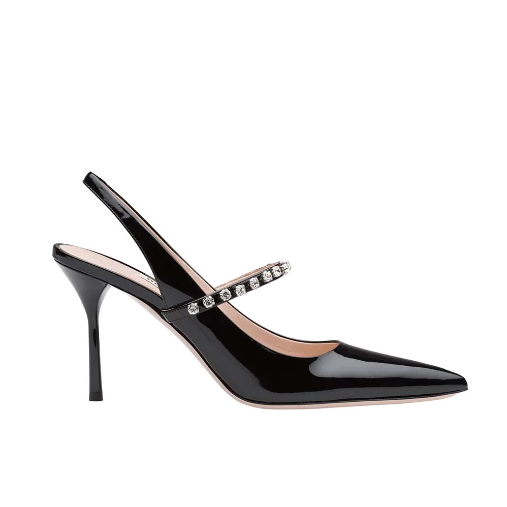 Miu Miu Shoes Patent Leather Slingbacks 85mm Heel for Women in Black
