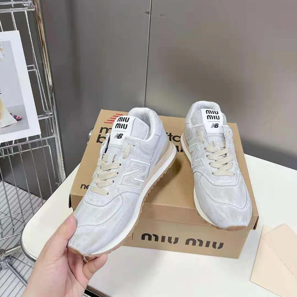 Miu Miu New Balance 574 x Miu Miu Vintage for Women in Effect Nappa Leather Sneakers