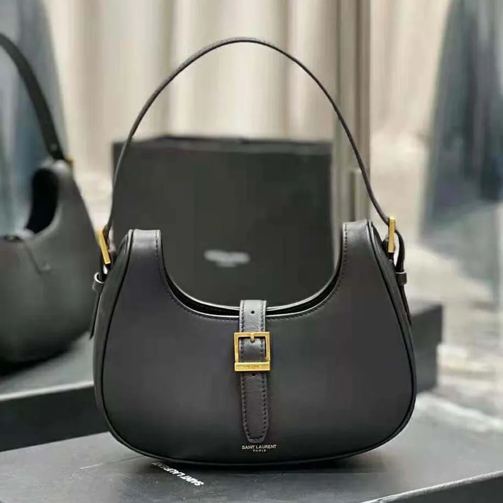 Saint Laurent YSL Le Fermoir Hobo Bag in Shiny Leather for Women Saint Laurent YSL Le Fermoir Hobo Bag in Shiny Leather for Women