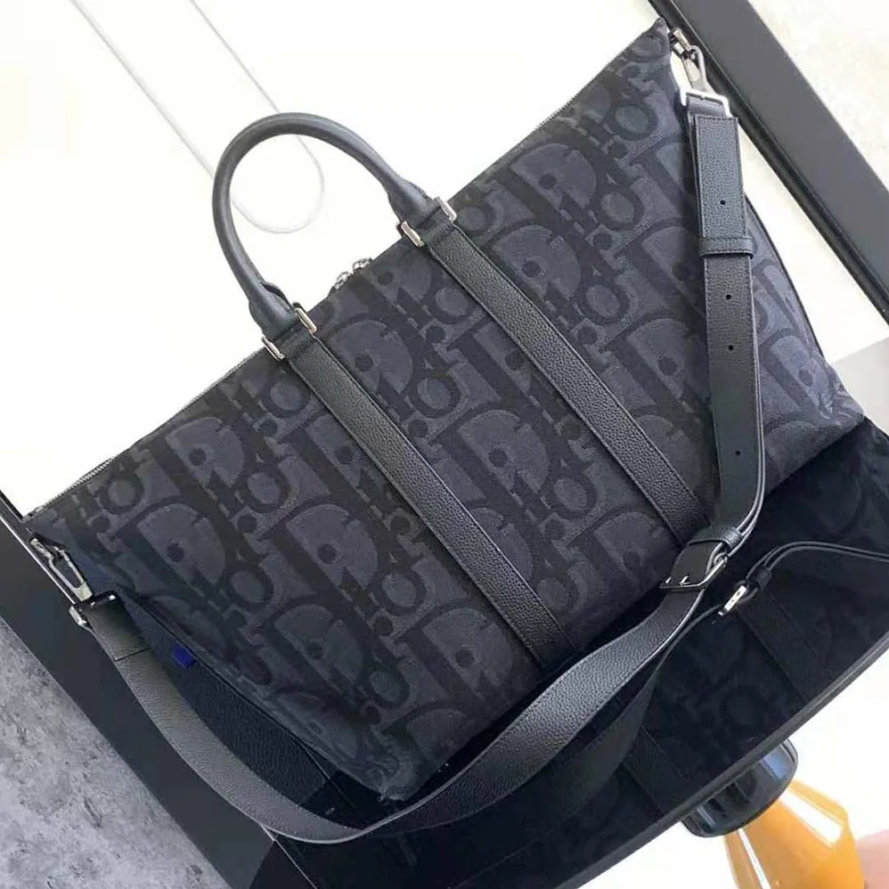 Dior Weekender 50 Bag Black Maxi Dior Oblique Jacquard for Men