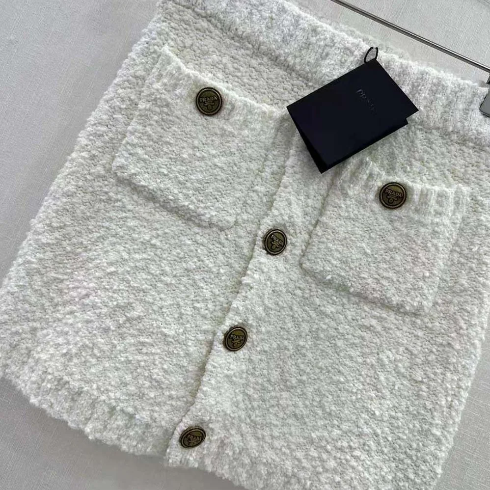 Prada Bouclé Mohair Miniskirt for Women in White