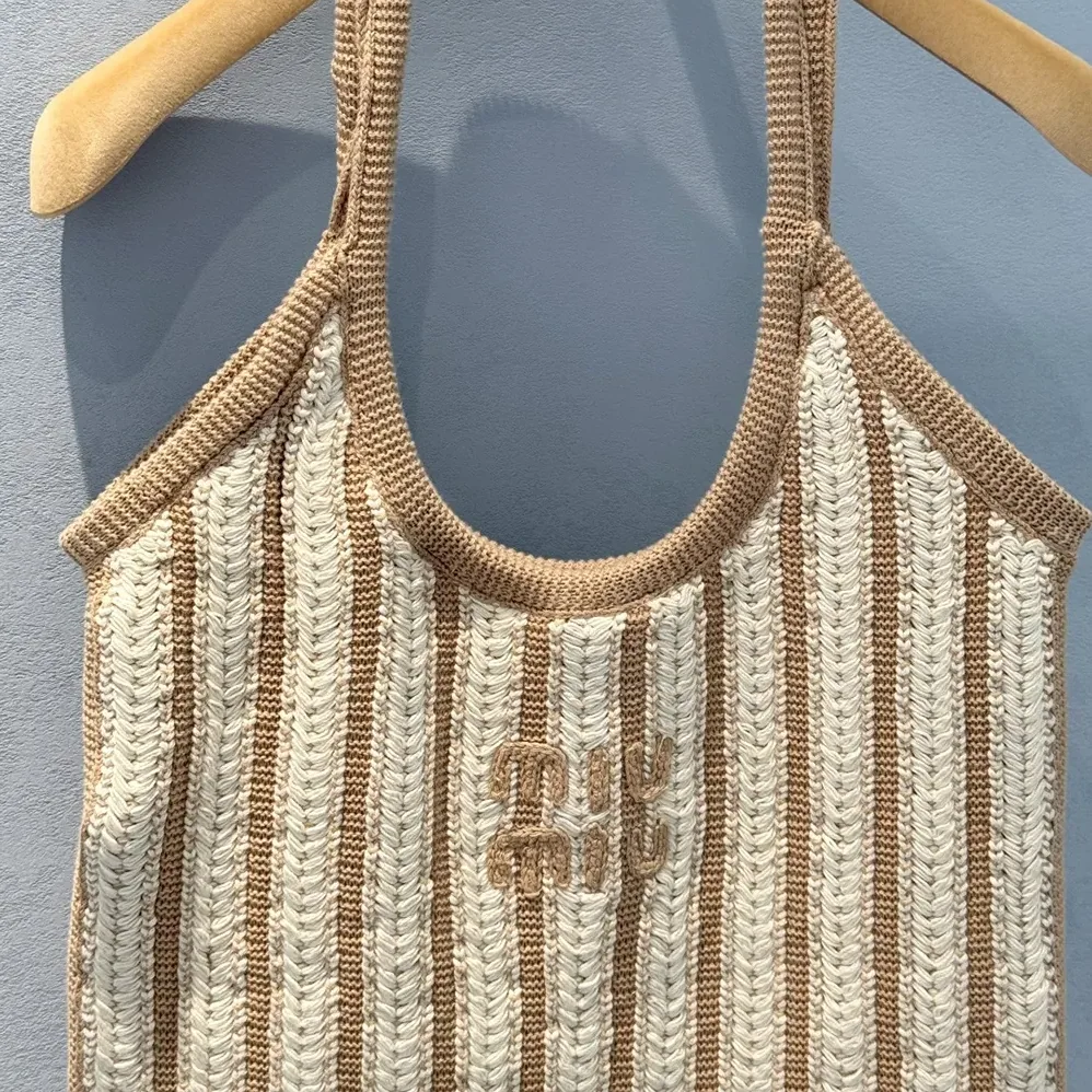 Miu Miu Ivy Crochet Bag for Women in Sand/Chalk Miu Miu Ivy Crochet Bag for Women in Sand/Chalk