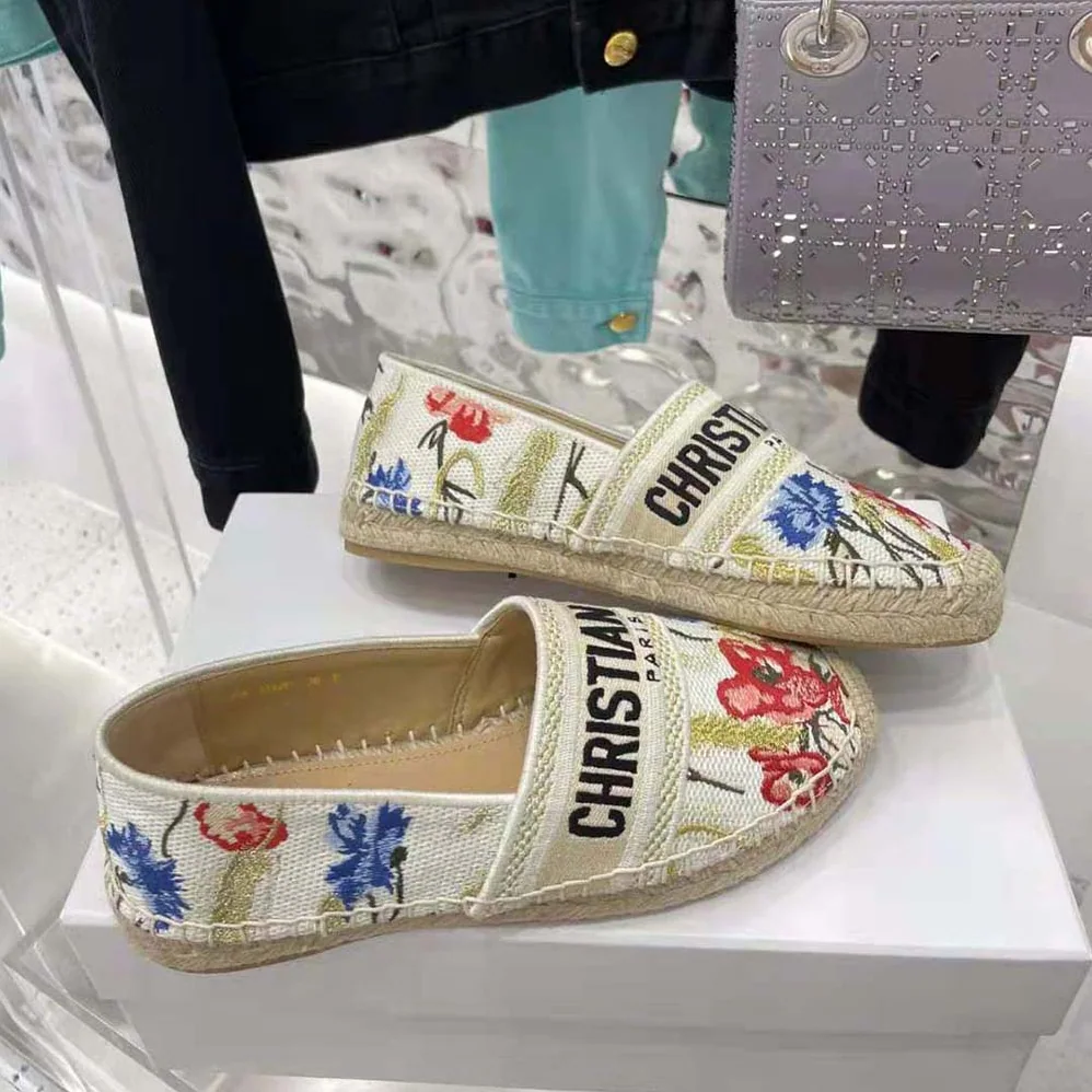 Dior Granville Espadrille Multicolor Cotton with Dior Hibiscus Embroidery for Women Dior Granville Espadrille Multicolor Cotton with Dior Hibiscus Embroidery for Women