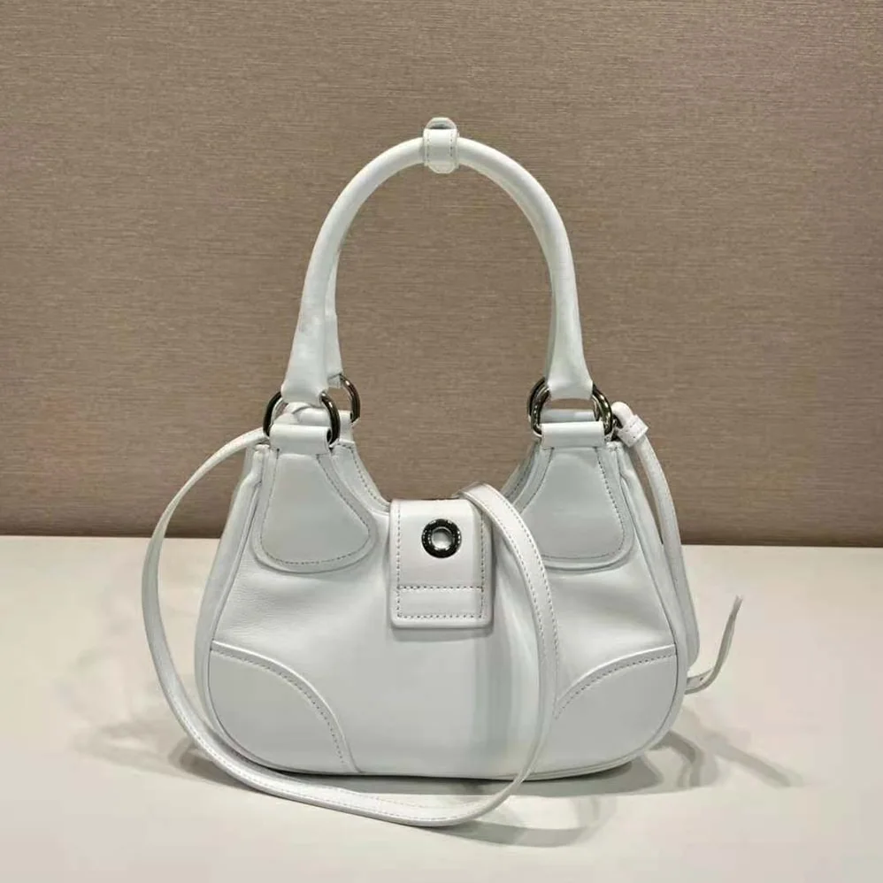 Prada Moon Re-Nylon and Leather Bag for Women in White Prada Moon Re-Nylon and Leather Bag for Women in White