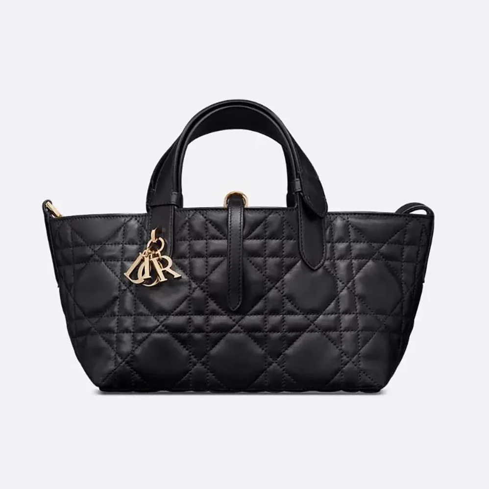 Dior Small Dior Toujours Bag Black Macrocannage Calfskin for Women