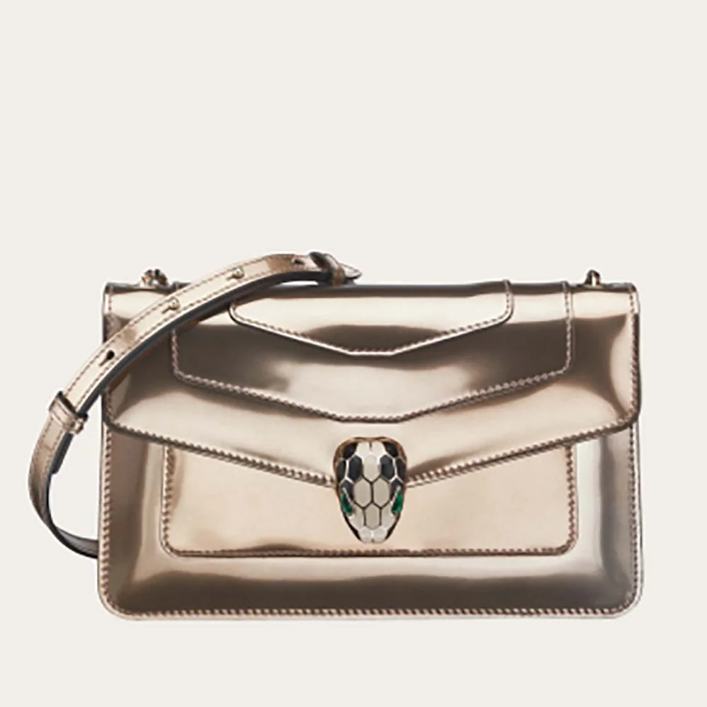 Bvlgari Serpenti Forever Medium Flap Cover Bag Metallic Calfskin in Gold Bvlgari Serpenti Forever Medium Flap Cover Bag Metallic Calfskin in Gold
