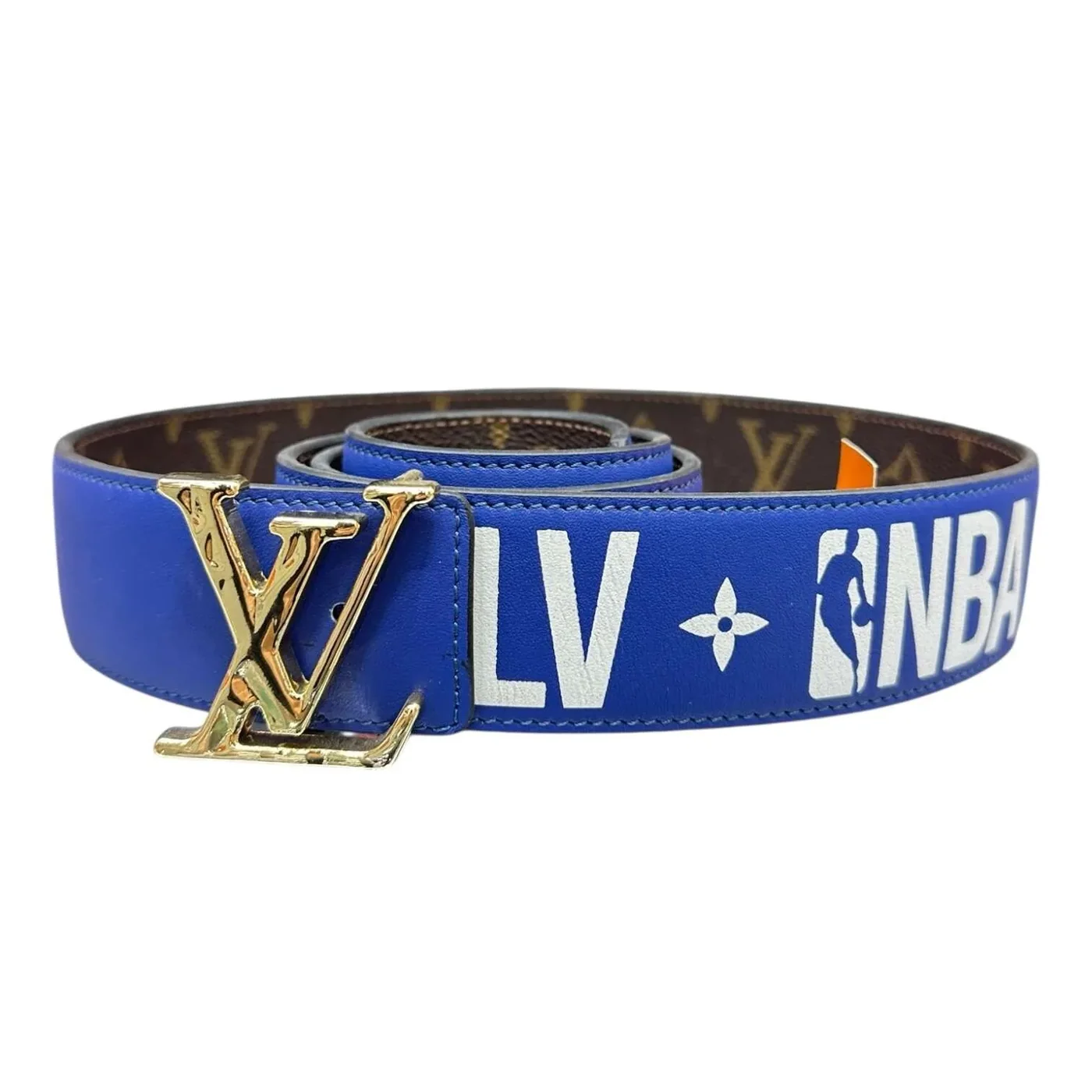 Blue Amazing x NBA Logo Leather Belt – Gold Buckle | Urban Valore