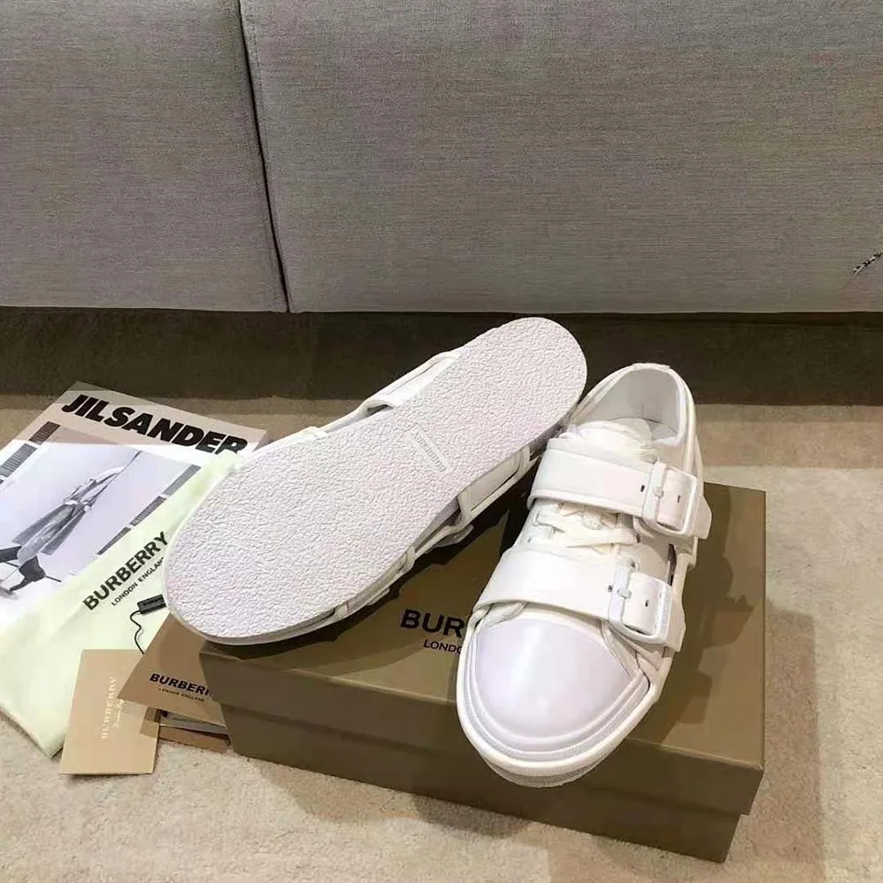 Burberry Cotton and Leather Webb Sneakers for Women in White