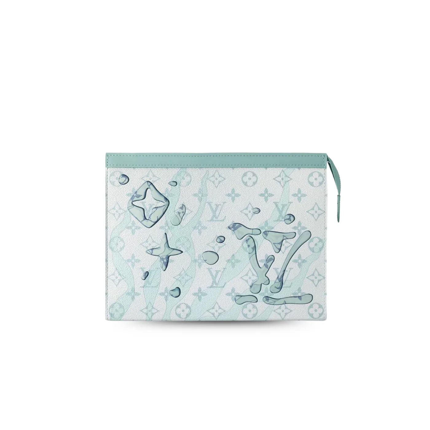 Louis Vuitton Pochette Voyage MM Pouch / Crystal Blue Monogram Aquagarden Canvas Silver Hardware