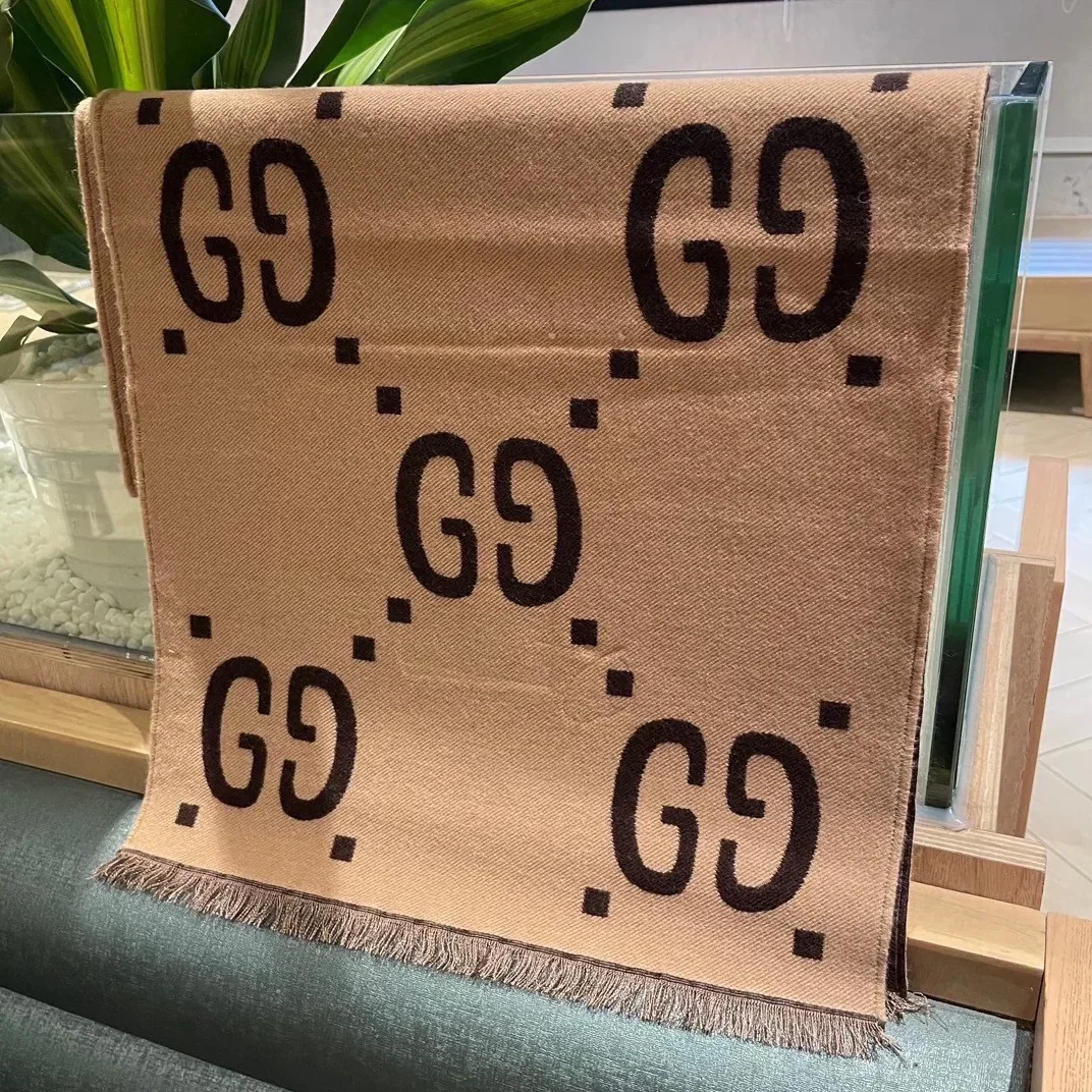 Gucci Wool Silk Scarf Beige