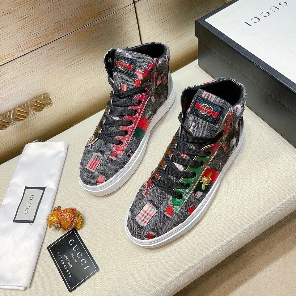 Gucci Basket Jean's High Top With Bee Sneaker Black for Men Gucci Basket Jean's High Top With Bee Sneaker Black for Men
