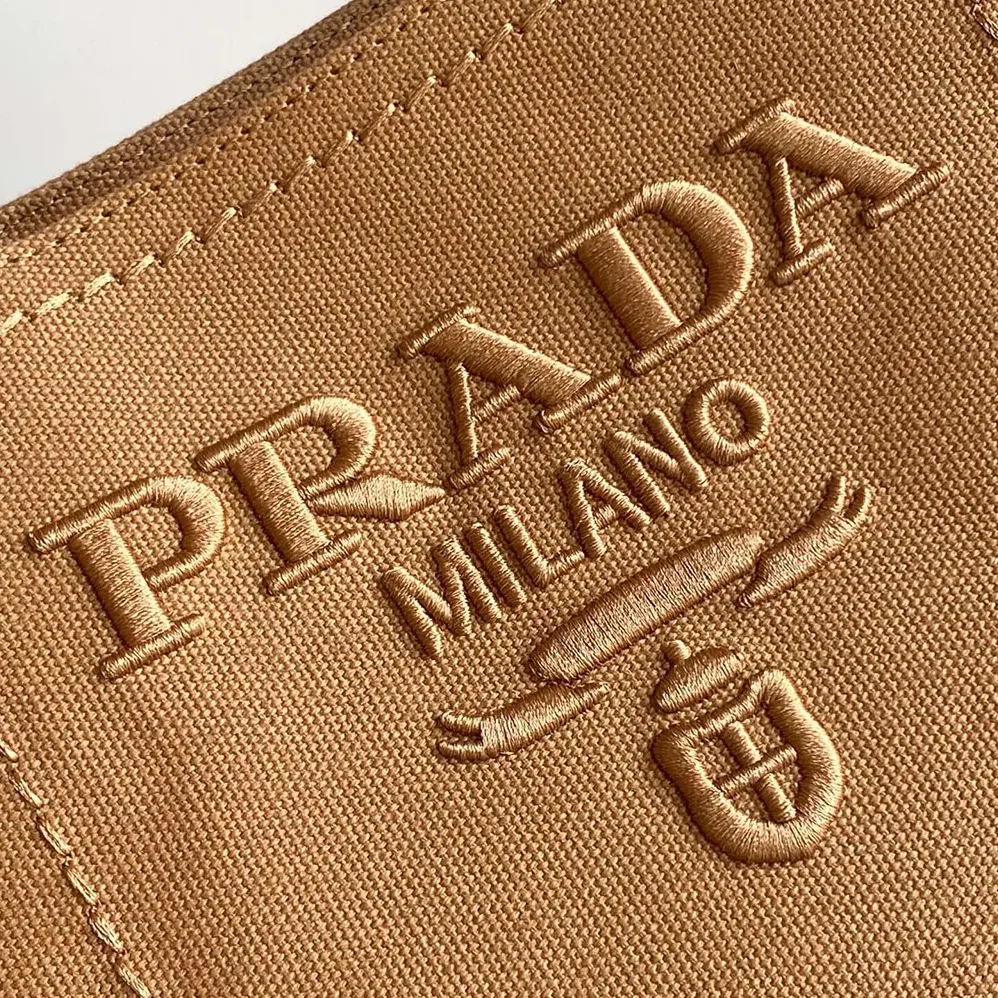 Prada Jardinière Small Cotton Canvas Handbag for Women in Brown