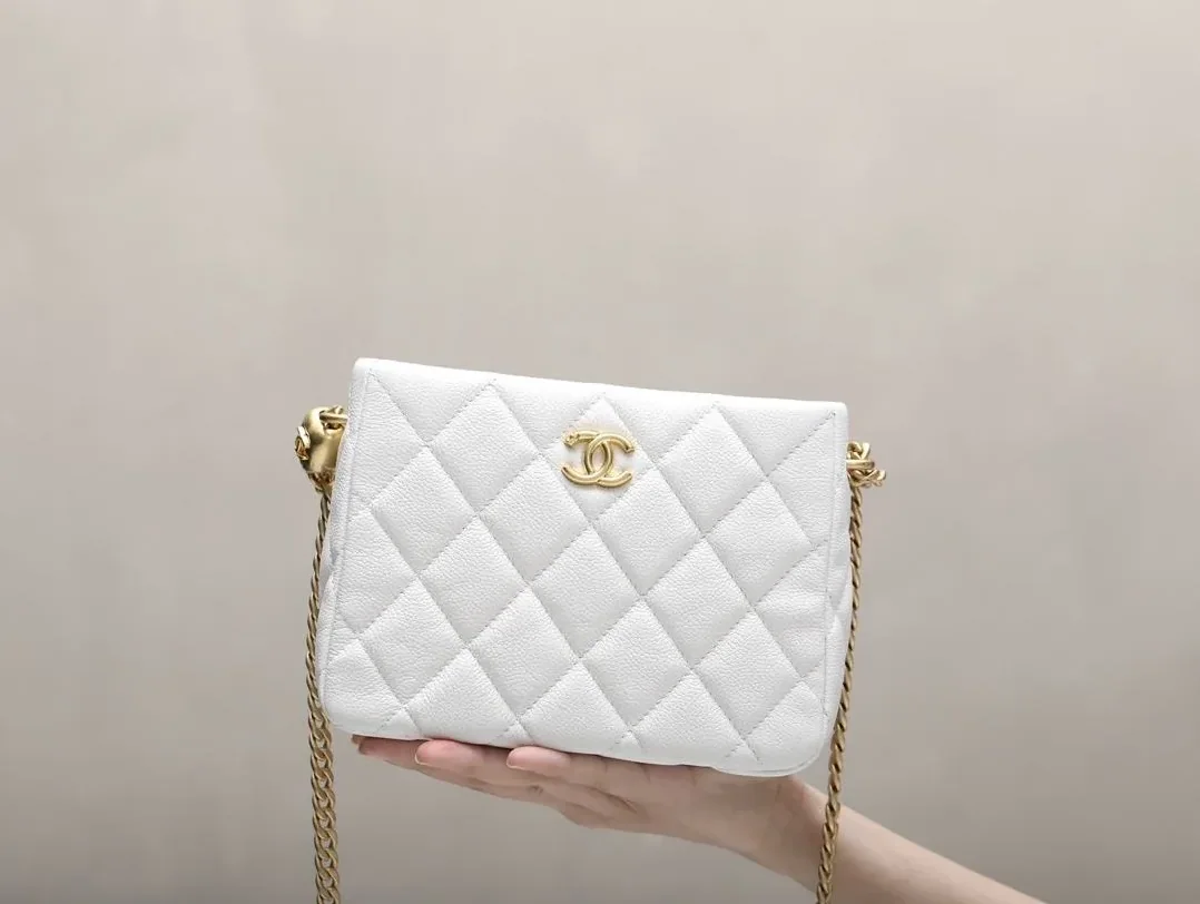Chanel HoBo Heart Adjustment Buckle Crossbody Bag in White Gold Hardware Chanel HoBo Heart Adjustment Buckle Crossbody Bag in White Gold Hardware