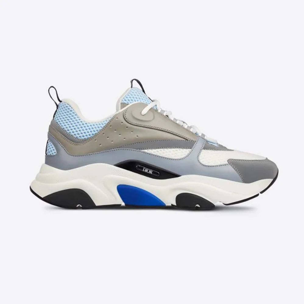 Dior B22 Sneaker White and Blue Technical Mesh and Gray Calfskin for Men Dior B22 Sneaker White and Blue Technical Mesh and Gray Calfskin for Men