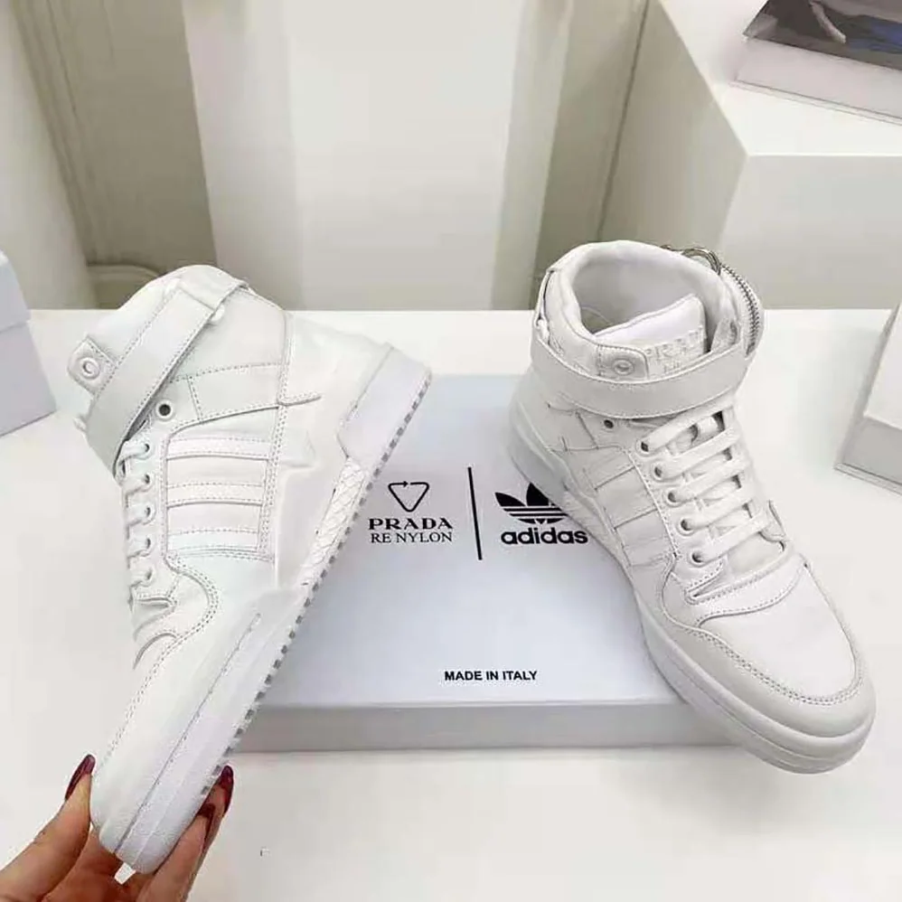 Prada Adidas for Prada Re-Nylon Forum High-Top Sneakers for Women in White
